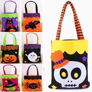 Halloween Non-Woven Tassen Ghost Candy Gift Wrap Tassen Voor Ghost Pumpkin Spider Schedel Handvat Tas Party Xmas Halloween Decoratie HH7-1353