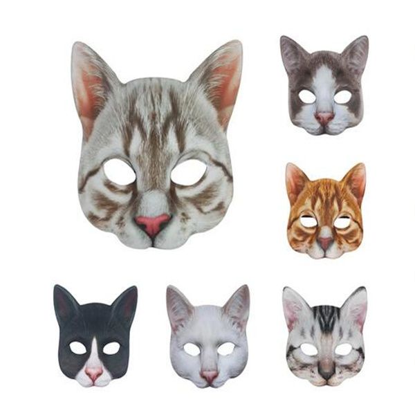 Halloween nouveauté chat masque Costume fête chat Animal demi visage Cosplay mascarade accessoires GC1707