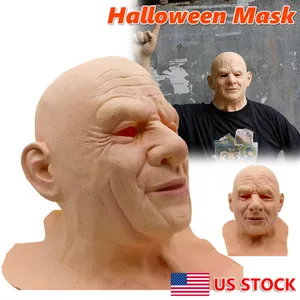 Máscara de hombre viejo de Halloween, máscara de látex para fiesta de Cosplay, máscaras faciales completas realistas, tocados