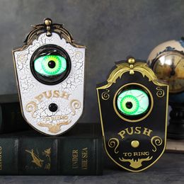 Timbre de un ojo para Halloween, decoración embrujada, accesorios de terror, pieza colgante brillante, puerta colgante, globo ocular, campana, decoración de fiesta