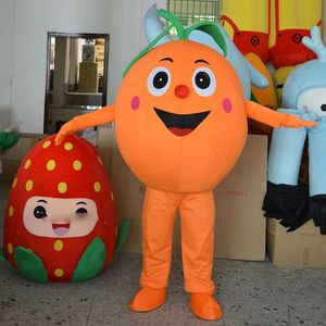Costume de mascotte Orange Halloween Qualité Dessin animé Fruit Anime Thème Personnage Taille Adulte Taille de Noël Carnaval Fête d'anniversaire Fête