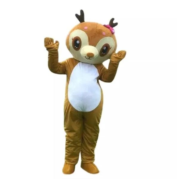 Halloween Party Cute Deer Mascot Costumes Cartoon Character Outfit Costume Xmas Outdoor Party Outfit Taille Adulte Vêtements Publicitaires Promotionnels