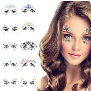 Autocollants diamant pour décoration de fête d'halloween, autocollants pour sourcils et visage, maquillage étoile en acrylique, DIY bricolage