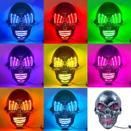 Halloween Party Ghost Face Wit Zilver Skull Hair Lichtmasker geleid Ghost Face Scary Atmosphere-masker