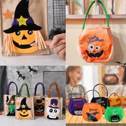 Halloween Party Gift Festival Fournitures Sac De Bonbons Crâne Citrouille Linge Matériel Unqiue Design Forme Coloré Poignée Sacs Pour Les Fêtes SJ2201 SJ2202