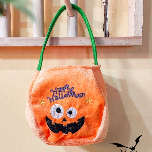 Halloween Party Gift Festival Fournitures Sac De Bonbons Rond Carré Crâne Citrouille Linge Matériel Unqiue Design Forme Coloré Poignée Sacs Pour Les Fêtes SJ2201 SJ2202