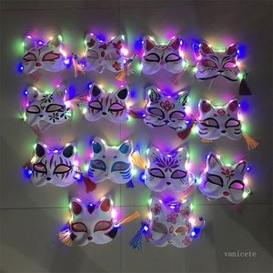 Halloween Party Masks 2021 Cat Gatto Masker Lichtgevende Kat Masker Flash Cartoon Fox Masker Cosplay Half Face Cat T2i52307