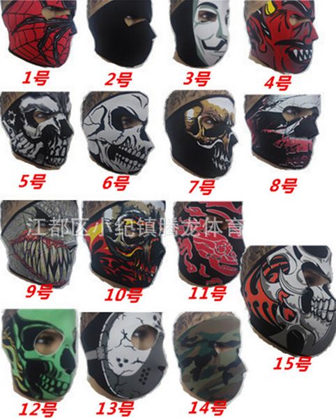 Masques de fête d'Halloween costume masque facial néoprène crâne masques moto vélo ski snowboard sports cagoule cosplay masques