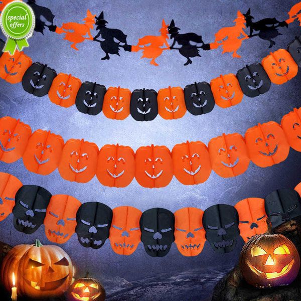 Fête d'Halloween papier bannière décorations de fête Halloween suspendus guirlande bruant chauve-souris citrouille fantômes araignée horreur accessoires