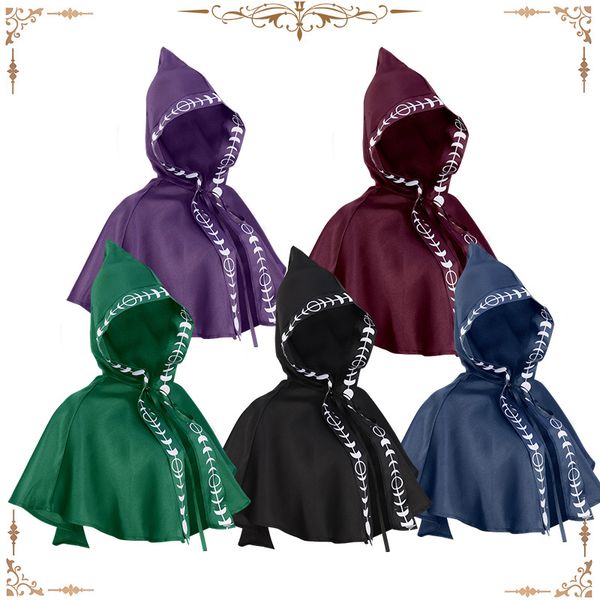 Halloween Party Supplies Personnages Médiévaux Cape Cosplay Costumes De Scène À Capuche Courtes Capes En Gros