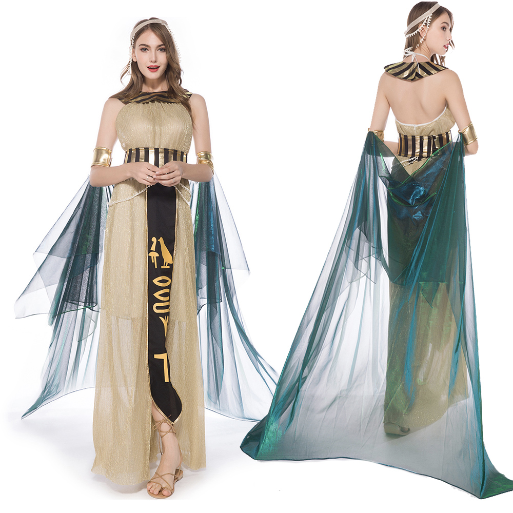 Cadılar Bayramı Partisi Tema Kostümü Kadın Cosplay Cape Yunan Tanrıça Prenses Top Elbise Cos Mısır Kraliçesi