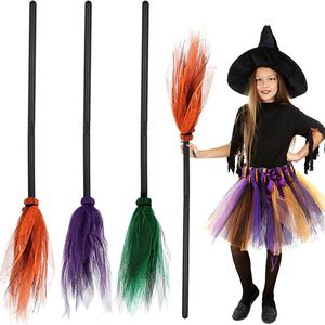 Halloween Party Witch Broom Kids Plastic Cosplay Flying Broomstick Props For Masquerade Halloween Costume Accessories 1065