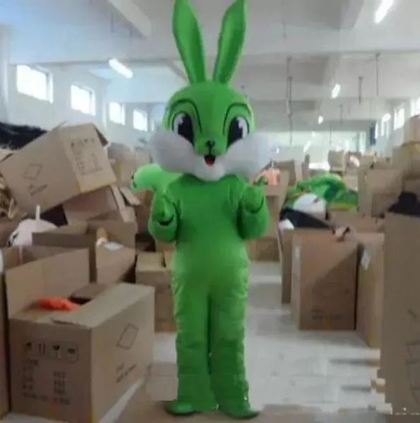 Costume de mascotte de lapin vert de spectacle d'Halloween pour la fête de personnage de dessin animé, vente de mascotte, livraison gratuite, personnalisation du support