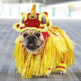 Ropa para perros para mascotas de Halloween Danza china Año del león Disfraz de cosplay Fiesta del dragón Festivo Afortunado Ropa divertida para perros de Navidad 240130