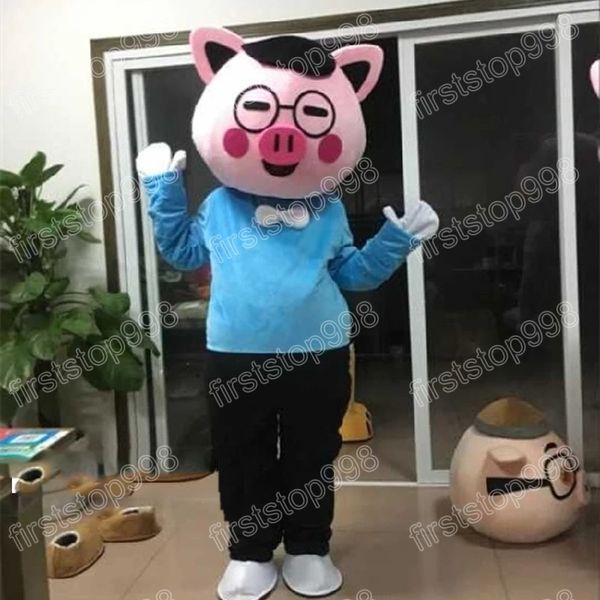 Costume de mascotte de cochon d'halloween, simulation de personnage de dessin animé, taille adulte, tenue de publicité extérieure de noël
