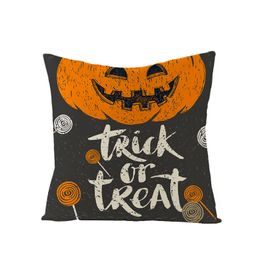 Halloween Wirew Airew Ayer Orange and Black Pillow Cover Happy Halloween Linn Sofa Loup Coussin Coussin décoration 18 "x 18"