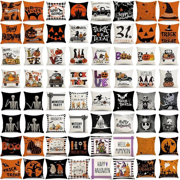 Housse de coussin en lin pour Halloween, quatre cadeaux, housse de coussin décorative pour canapé et lit