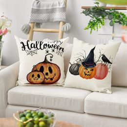 Halet d'oreiller Halloween 18x18 pouces Ghost Pumpkins Linette d'oreiller tai-oreiller Farmhouse Throw Oreillères