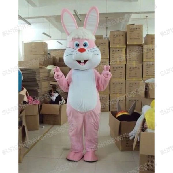 Costume de mascotte de lapin rose d'Halloween Personnage de thème animal Carnaval Taille adulte Fursuit Robe de fête d'anniversaire de Noël