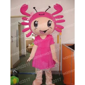 Disfraz de mascota de cangrejo rosa de Halloween, traje de personaje de dibujos animados de simulación, traje de talla adulta, traje unisex de cumpleaños, Navidad, carnaval, disfraz
