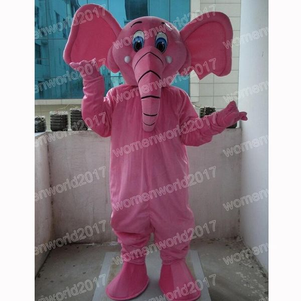 Costume de mascotte d'éléphant rose d'Halloween, tenue de personnage de dessin animé de qualité supérieure, tenue unisexe pour adultes, robe fantaisie de carnaval de noël