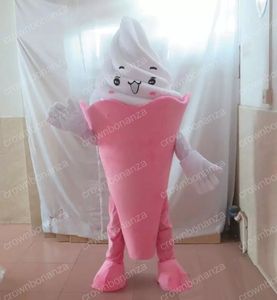 Costume de mascotte de crème glacée rose d'Halloween Top qualité Personnage de dessin animé Tenues Adultes Taille Noël Fête à thème en plein air Adultes Outfit Costume