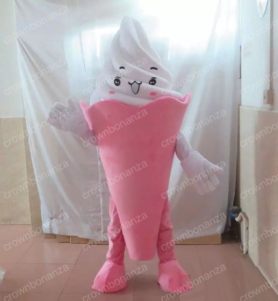 Halloween Pink Ice Cream Mascot Costume Top Quality Cartoon Characon Turnits Adults Size Christmas Outdoor Thème fête des adultes