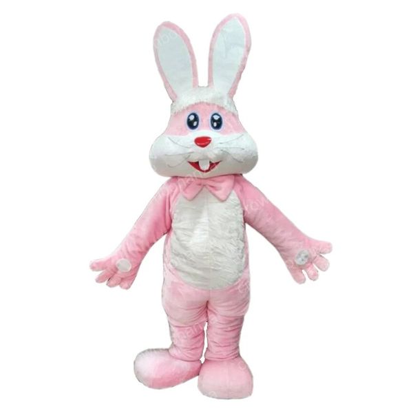 Costume de mascotte de lapin rose d'Halloween