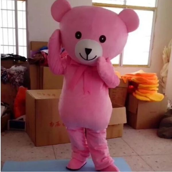 Disfraz de mascota de oso de peluche rosa de Halloween Personaje de tema de anime de dibujos animados de alta calidad Disfraces de carnaval de Navidad Tamaño para adultos Fiesta de cumpleaños Traje al aire libre