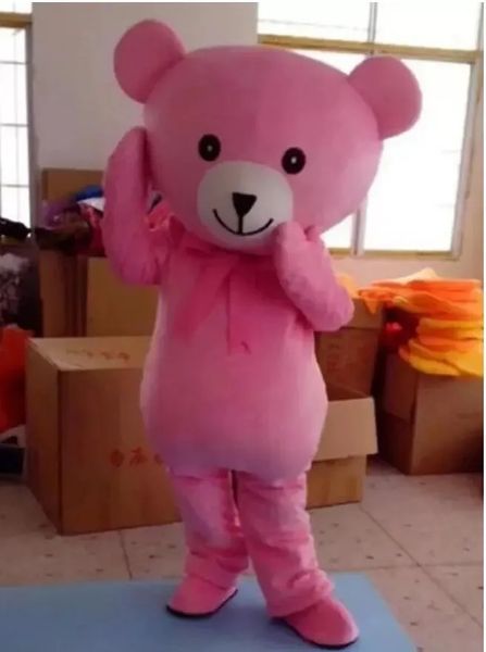 Costume de mascotte d'ours en peluche rose d'Halloween, personnage de thème animé, personnage de dessin animé, fête de carnaval de Noël, costumes fantaisie, taille adulte, tenue d'extérieur