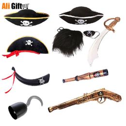 Halloween Pirate's Treasure Caribbean Pirate Cosplay Cosplay Cuchilla Flagal Masquilla de ojo Pulvas de rendimiento Suministro de decoración suministros de fiesta