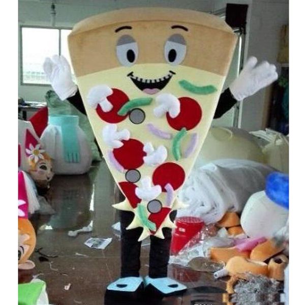 Costume de mascotte de pizza d'Halloween Personnage de thème animé de dessin animé de haute qualité Costumes de carnaval de Noël Adultes Taille Fête d'anniversaire O338x
