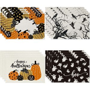 Halloween Placemats Fall Autumn Pumpkin Ghost Placemats voor Party Kitchen Dining Decoration