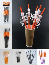 Halloween Plastique Paille citrouille Paies fantômes Halloween Boire Paies de fête Fournites Home Halloween Drinks Tools T9I006635849754