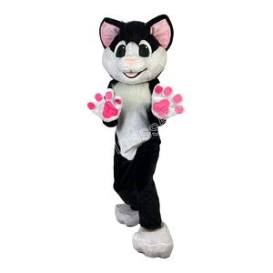 Costumes de mascotte de chat noir en peluche d'Halloween, tenue de personnage de dessin animé de haute qualité, costume d'Halloween pour adultes, fête d'anniversaire, robe de festival en plein air