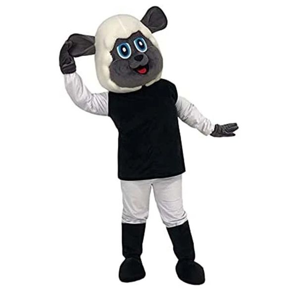 Costume de mascotte de mouton noir en peluche d'Halloween Personnage de thème d'anime de dessin animé Fête de carnaval de Noël Costumes de fantaisie Adultes Taille Tenue de plein air