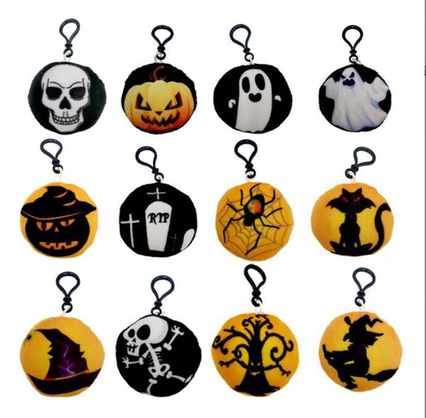 Juguetes de peluche de Halloween Llaveros Llaveros Regalos Calabaza de peluche suave Luna Ojo Fantasma Calavera Colgante para fiesta Deco Promoción Teléfono Bolsa Encanto Llaveros al por mayor