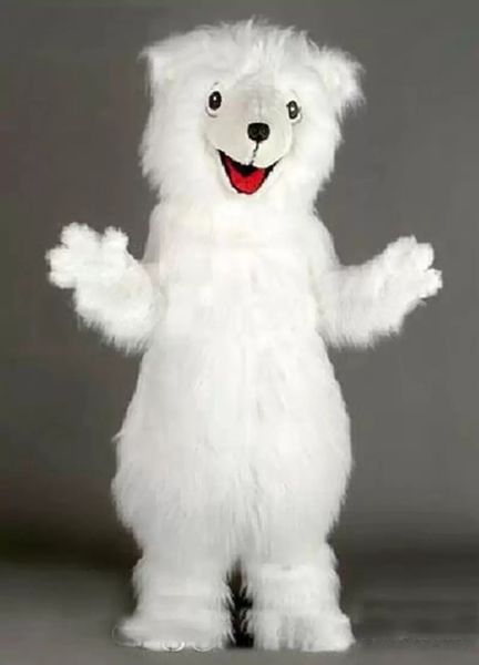 Costume de mascotte d'ours polaire d'Halloween de haute qualité Ours blancs de dessin animé en peluche Personnage de thème d'anime Taille adulte Carnaval de Noël Fête d'anniversaire Tenue fantaisie