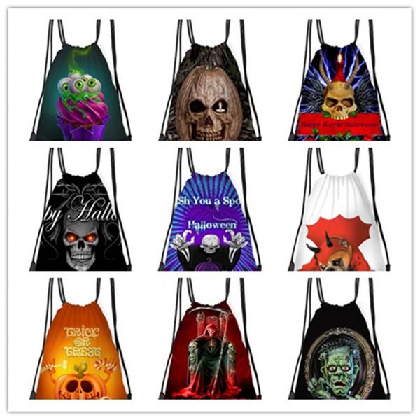 Mochila con cordón portátil para Halloween, bolsa de compras para exteriores, bolsa de viaje de microfibra de melocotón, ropa, zapatos, bolsas de almacenamiento, mochila deportiva para gimnasio, regalo para estudiantes TR0089