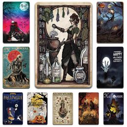 Halloween -poster Vintage borden metalen tinnen bord poster metalen bord plaque decoratie voor woonkamer deur tuin huis muur decor 30x20cm w03