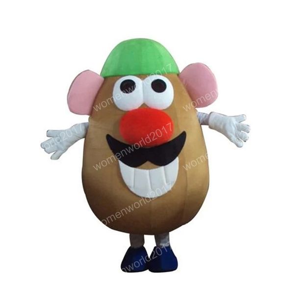 Costume de mascotte de pomme de terre d'Halloween tenues de personnage de dessin animé de haute qualité Costume unisexe adultes tenue déguisement de carnaval de noël