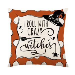 Halet d'oreiller imprimé d'Halloween Funny Pumpkin Lettres Home Holiday Decoration Coussin Coussin