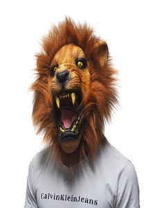 Halloween Props Adultos Mascaras de cabeza de león enojado Animal Látex completo Masquerada Fancos de la cara de la cara de cumpleaños Fancy4024139