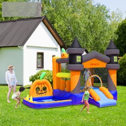 Halloween Pompoen Springkussen Combo voor kinderen Opblaasbaar Buitenspeelplezier Feestdecoraties Springen Uitsmijter met luchtblazer Speelhuisje Kleine geschenken Jumper Binnen