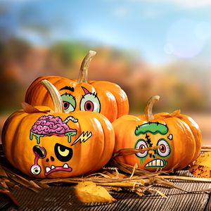 Halloween Pumpkin Expressions Stickers Leuke gekke grappige pompoen decoratiestickers voor kinderen volwassen