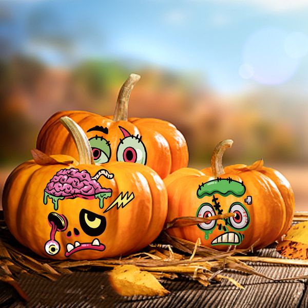 Halloween Pumpkin Expressions Autocollants mignons wacky drôle de décoration de citrouille drôle pour enfants adulte