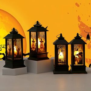 Halloween-pompoenlantaarn en spookfestival Draagbare windlamp Simulatie en creativiteit Kandelaar LED-lampdecoratie Elektronische kaarslamp Prop