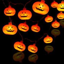 Halloween Pumpkin Led String Lights 20 LED 9.84ft 8 Modi Timer Waterdichte oranje jack-o-lantaarn usbbattery bediende decoratief twinkeling licht binnensoor buiten decor