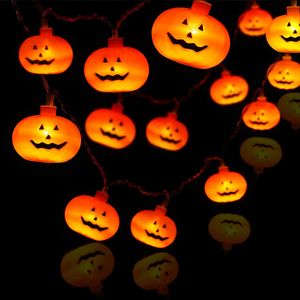 Guirlande lumineuse LED citrouille d'Halloween 20 LED 3 m 8 modes minuterie étanche Orange Jack-O-Lantern USB à piles décorative scintillante décoration intérieure extérieure