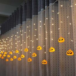 Halloween Pumpkin Led String Lights 3.5m 5M AC220V Oranje Pompoen LED Gordijn String Lights voor Kerst Tuin Buitenshuis 211109
